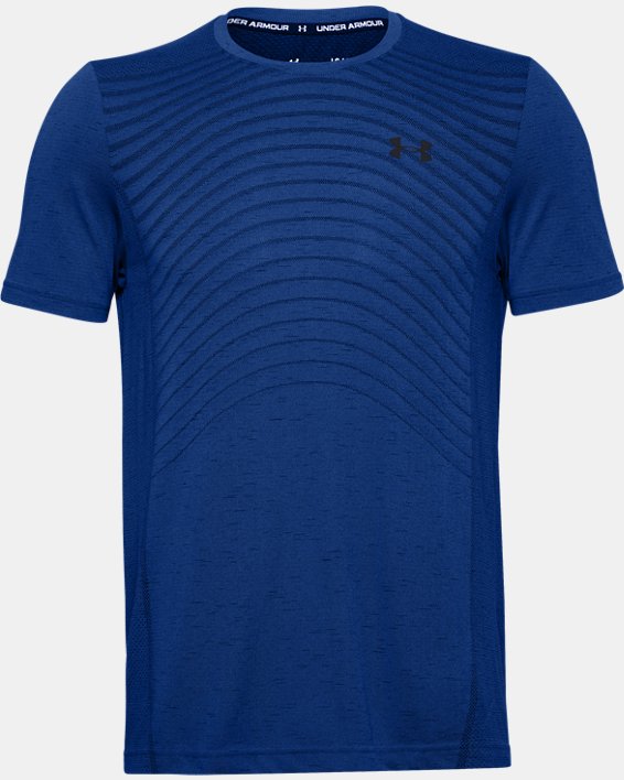 Men's UA Seamless Wave Short Sleeve, Blue, pdpMainDesktop image number 4
